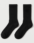 Black Ribbed Crew Socks